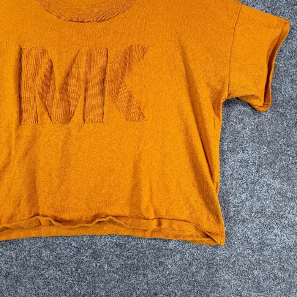 Michael‎ Kors Short-Sleeve Crop Top Womens XL Mustard Everyday Comfy Crewneck